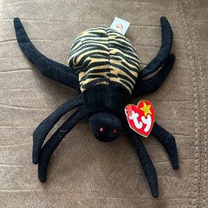 Beanie baby Ty Spinner Black and Gold Striped Plush Spider